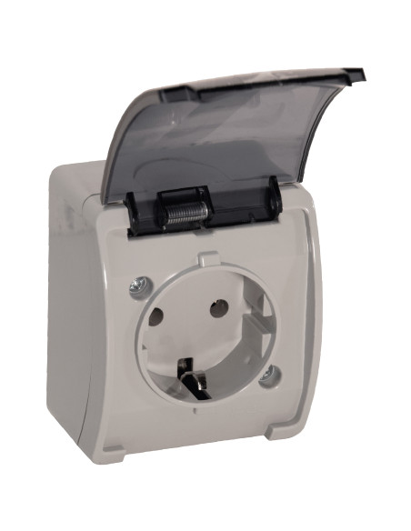 Gniazdo pojedyncze 2P+Z Schuko AQUATIC, IP44, szaro-grafitowe, 10 szt.