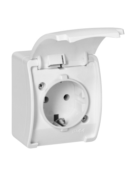 Gniazdo pojedyncze 2P+Z Schuko AQUATIC, IP44, białe