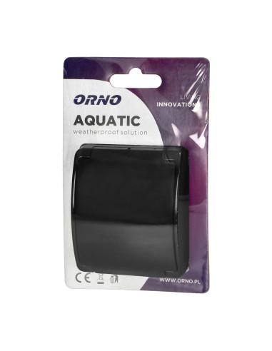 Gniazdo pojedyncze 2P+Z AQUATIC, IP44, czarne