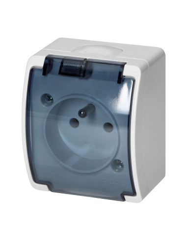 Gniazdo pojedyncze 2P+Z AQUATIC, IP44, białe...