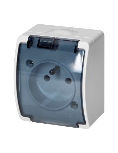 Gniazdo pojedyncze 2P+Z AQUATIC, IP44, białe dymione