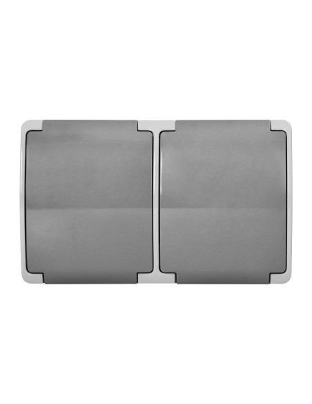 Gniazdo podwójne 2x2P+Z Schuko AQUATIC, IP44, szaro-grafitowe