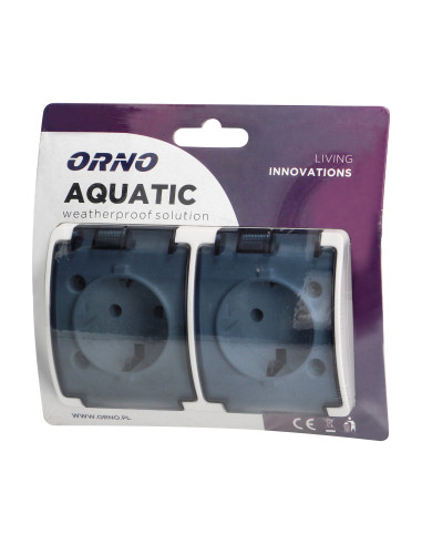 Gniazdo podwójne 2x2P+Z Schuko AQUATIC, IP44,...