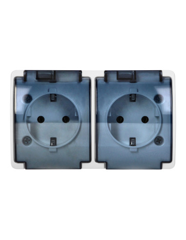 Gniazdo podwójne 2x2P+Z Schuko AQUATIC, IP44,...