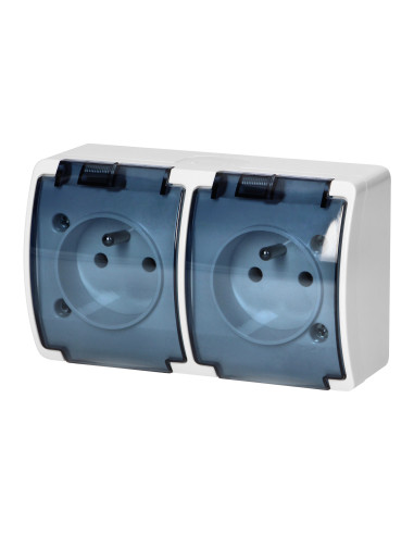 Gniazdo podwójne 2x2P+Z AQUATIC, IP44, białe...