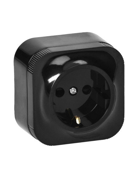 Gniazdo pojedyncze ToDo 2P+Z Schuko IP20, czarny