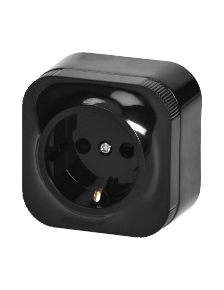 Gniazdo pojedyncze ToDo 2P+Z Schuko IP20, czarny
