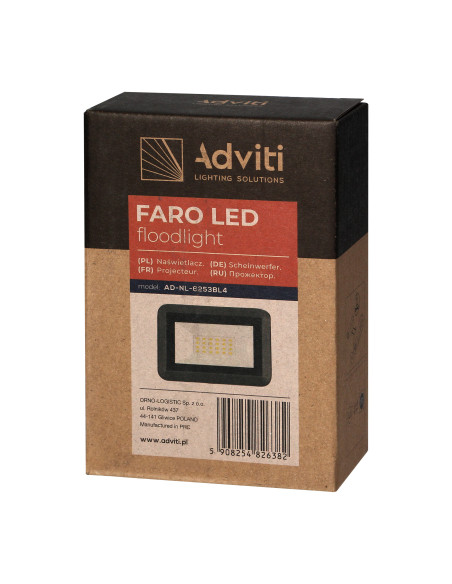FARO LED naświetlacz 20W, 1600lm, IP65, 4000K, aluminium + szkło