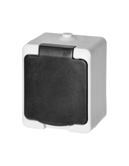 Gniazdo pojedyńcze 2P+Z Schuko AQUATIC MINI IP 54 biało-czarne