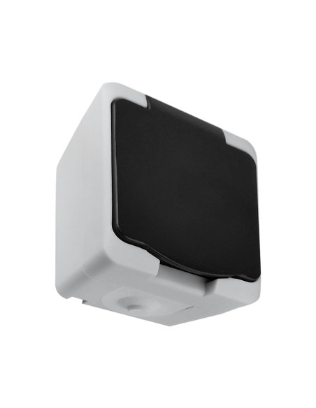 Gniazdo pojedyncze 2P+Z AQUATIC MINI IP 54 Biało-Czarne, 10 sztuk