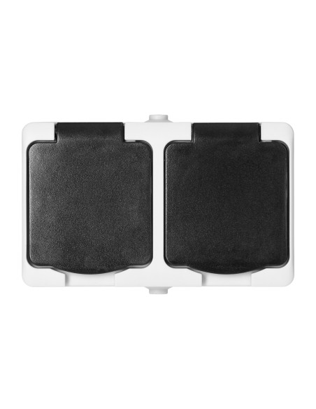 Gniazdo podwójne 2X2P+Z AQUATIC MINI IP 54 biało-czarne
