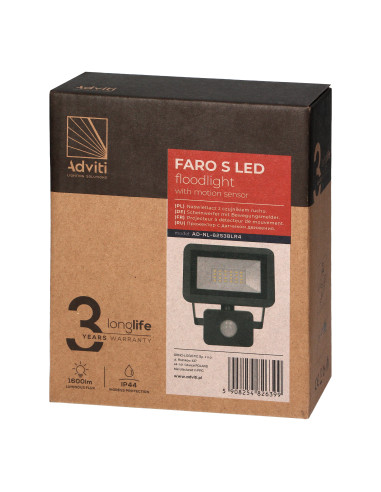 FARO S LED naświetlacz z PIR 20W, 1600lm, IP44,...