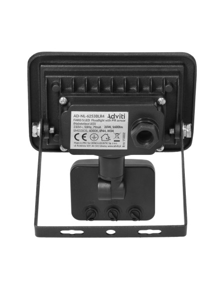 FARO S LED naświetlacz z PIR 20W, 1600lm, IP44, 4000K, aluminium + szkło