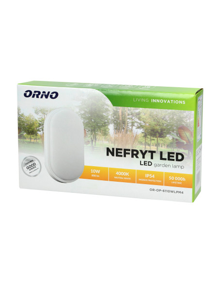NEFRYT LED 10W, oprawa ogrodowa, 800lm, IP54, 4000K, biała