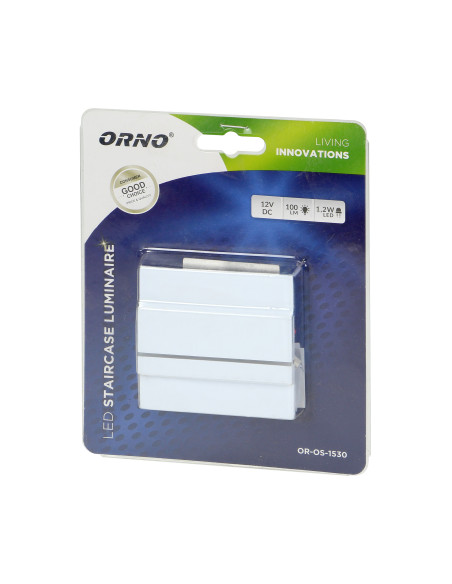CYGNUS LED 1,2W, oprawa schodowa natynkowa, 12V DC, 100lm, 3000K, biała