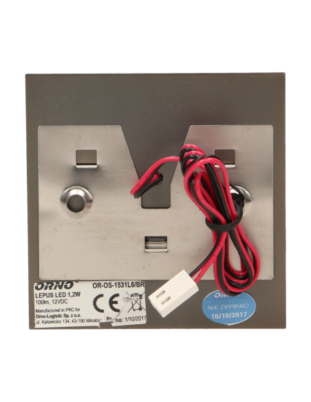 LEPUS LED 1,2W, oprawa schodowa natynkowa, 12V DC, 100lm, 6000K, mosiądz