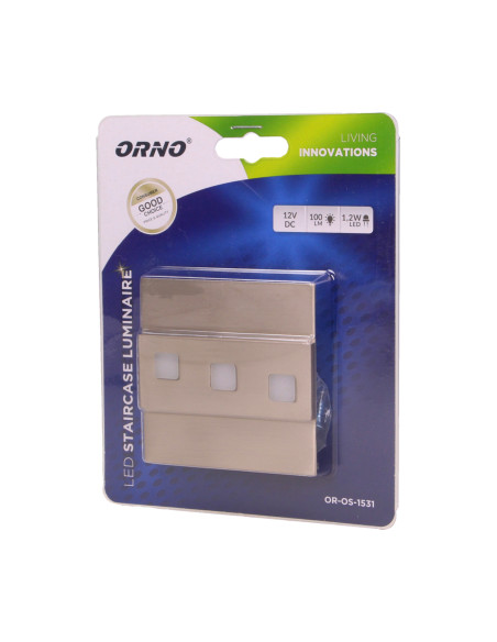 LEPUS LED 1,2W, oprawa schodowa natynkowa, 12V DC, 100lm, 6000K, satyna