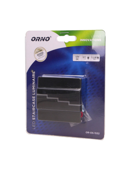 LYNX LED 1,2W, oprawa schodowa natynkowa, 12V DC, 100lm, 3000K, czarna