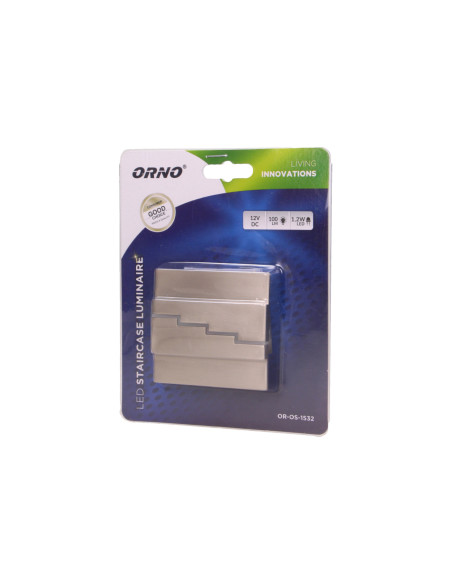 LYNX LED 1,2W, oprawa schodowa natynkowa, 12V DC, 100lm, 6000K, satyna