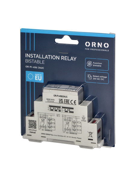 Przekaźnik instalacyjny bistabilny 24 VAC/DC, 16A