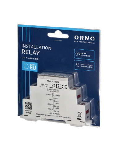 Przekaźnik instalacyjny 3P 8A ,12-230 VUC