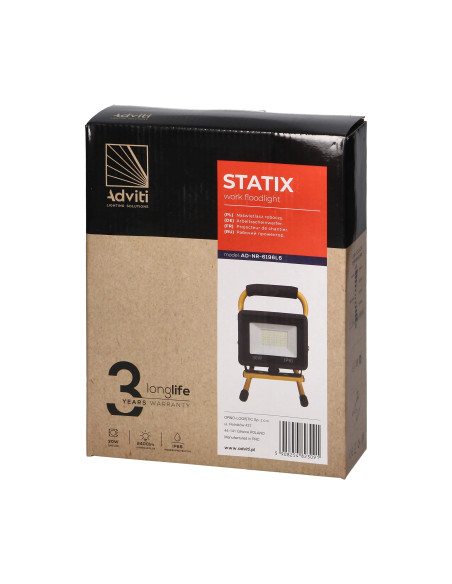 STATIX naświetlacz roboczy na statywie, 30W, 2400lm, IP65, 6000K