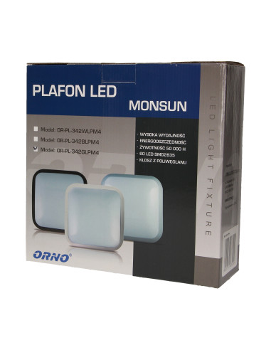 Plafon MONSUN LED 15W, srebrny
