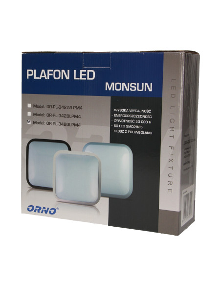 Plafon MONSUN LED 15W, srebrny