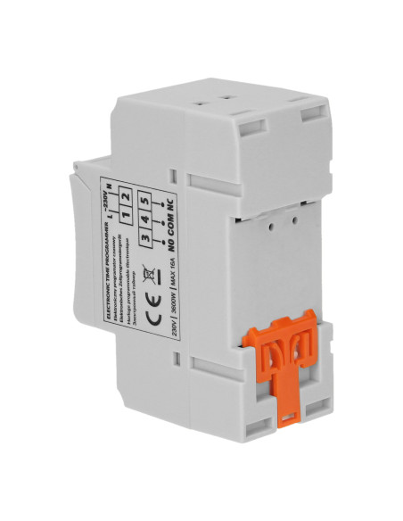 Elektroniczny programator czasowy, 16 programów, 2 moduły, DIN TH-35mm