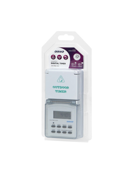 Elektroniczny programator czasowy, 8 programów, IP44