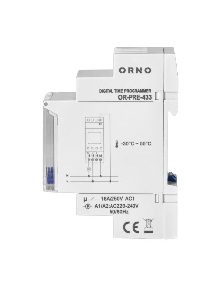 Elektroniczny programator czasowy, 52 programy, 3 języki menu, 2 moduły, DIN TH-35mm