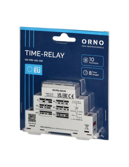 Przekaźnik czasowy 10 funkcji, uniwersalne zasilanie