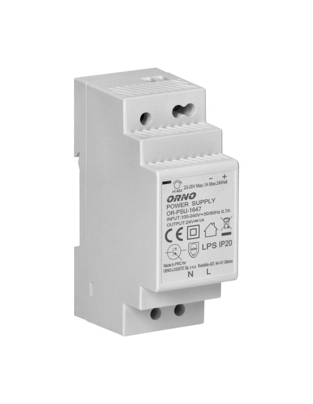 Zasilacz na szynę DIN 24VDC, 1A, 24W, szerokość 2 moduły