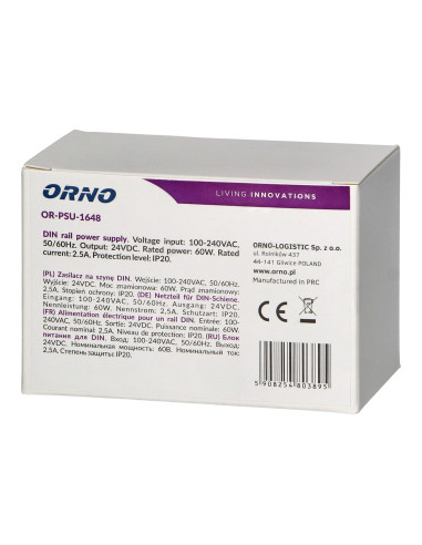 Zasilacz na szynę DIN 24VDC, 2,5A, 60W,...