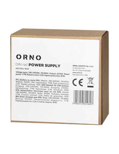 Zasilacz przemysłowy, na szynę DIN, 24VDC 3,2A...