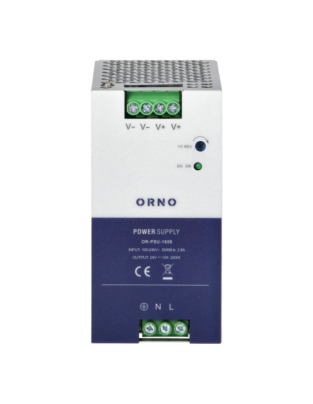 Zasilacz przemysłowy, na szynę DIN, 24VDC, 10A, 240W, w metalowej obudowie