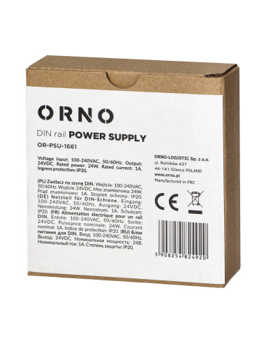 Zasilacz przemysłowy, na szynę DIN, 24VDC, 1A,...