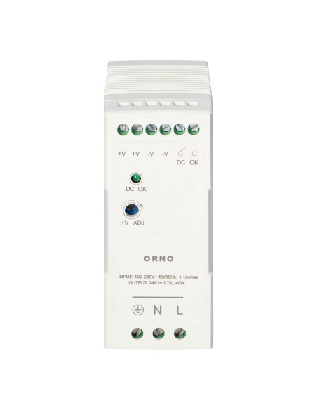 Zasilacz przemysłowy, na szynę DIN, 24VDC, 1,7A, 40W, w plastikowej obudowie