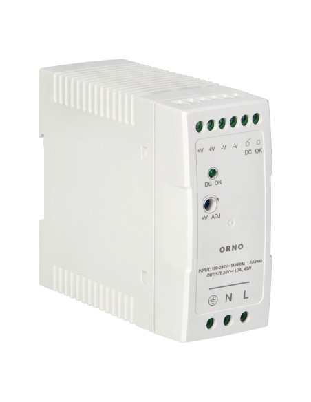 Zasilacz przemysłowy, na szynę DIN, 24VDC, 1,7A, 40W, w plastikowej obudowie