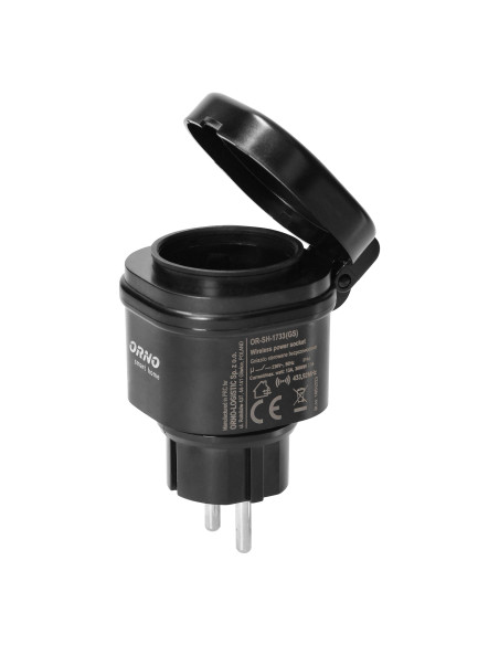 Gniazdo sieciowe zewnętrzne sterowane bezprzewodowo, z odbiornikiem radiowym, IP44, ORNO Smart Home, Schuko