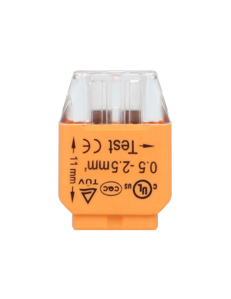 Złączka instalacyjna wciskana 2-przewodowa, na drut 0,75-2,5mm², IEC 300V/24A, 100 szt.