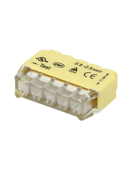 Złączka instalacyjna wciskana 5-przewodowa, na drut 0,75-2,5mm², IEC 300V/24A 50 szt.