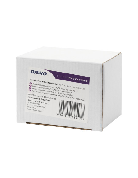 Złączka instalacyjna zaciskowa 5-przewodowa, na dowolny przewód 0,75-4mm², IEC 450V/32A  50 szt.