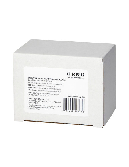 Złączka instalacyjna zaciskowa 2-przewodowa, dwustronna, na dowolny przewód 0,75-4mm², IEC 250V/32A, 50 szt.