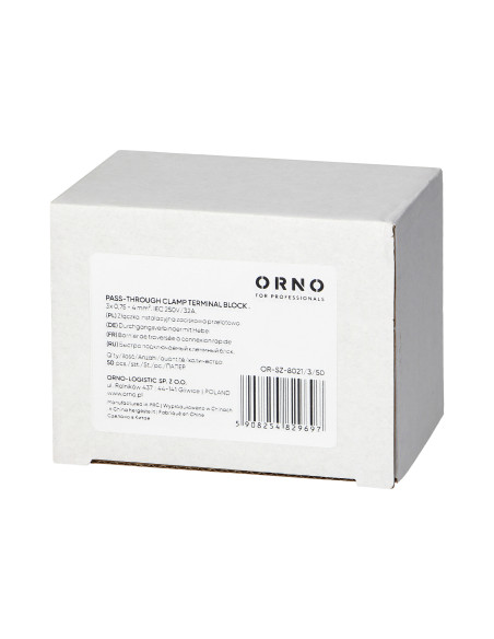 Złączka instalacyjna zaciskowa 3-przewodowa, dwustronna, na dowolny przewód 0,75-4mm², IEC 250V/32A, 50 szt.