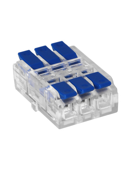 Złączka instalacyjna zaciskowa 3-przewodowa, dwustronna, na dowolny przewód 0,75-4mm², IEC 250V/32A, worek 9 szt.