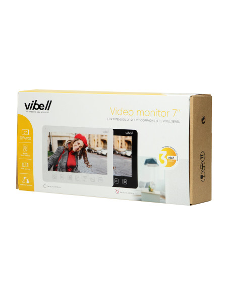 Wideo monitor bezsłuchawkowy, kolorowy, LCD 7” do zastosowania w systemach VIBELL, czarny
