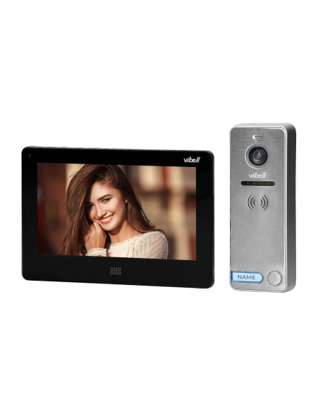  Zestaw wideodomofonowy, bezsłuchawkowy kolor, LCD 7", dotykowy, menu OSD, pamięć, gniazdo na kartę SD, DVR,...