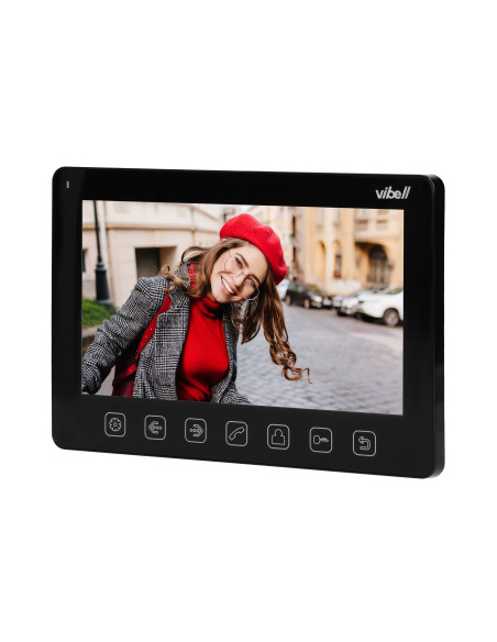 Zestaw wideodomofonowy, bezsłuchawkowy, kolor, LCD 7", menu OSD, sterowanie bramą, z szyfratorem i RFID, czarny, ALCOR