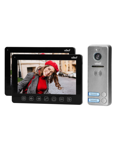 Zestaw wideodomofonowy 2-rodzinny, bezsłuchawkowy, kolor, LCD 7", menu OSD, sterowanie bramą, czarny NOVEO MULTI2